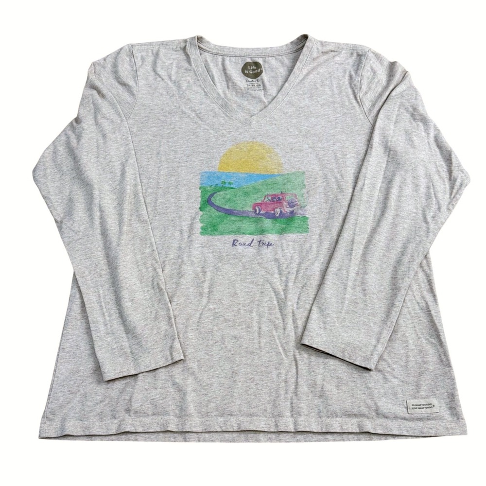 Life is Good Crusher Tee Women XL Tan
"Road Trip" Casual Soft Heathered EUC